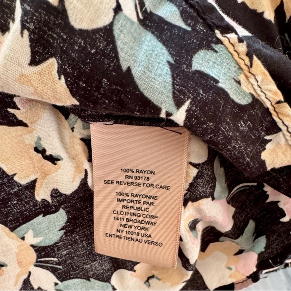 Philosophy Black Floral Long-Sleeve Tee with Pink and Mint Flowers - Picture 4 of 6